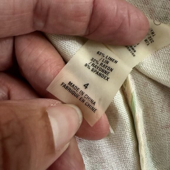 Elie Tahari Linen Blend Blazer Jacket Sz 4 Floral Pastel Cottagecore Coquette - Picture 9 of 13